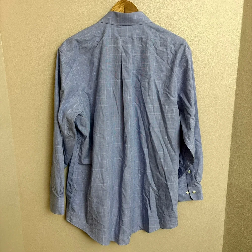 Brooks Brothers Regent Oxford Shirt 16.5-32/33 Blue Windowpane Made USA